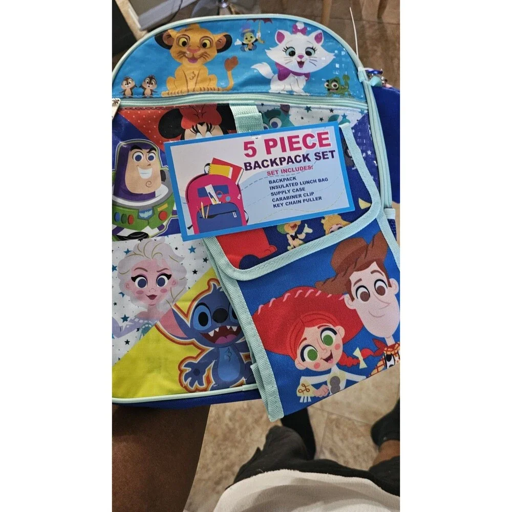 Disney Characters 5 pc Backpack Set